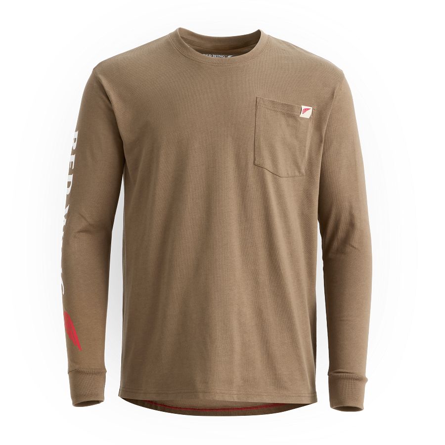 Long Sleeve Pocket T-Shirt with Sleeve Print